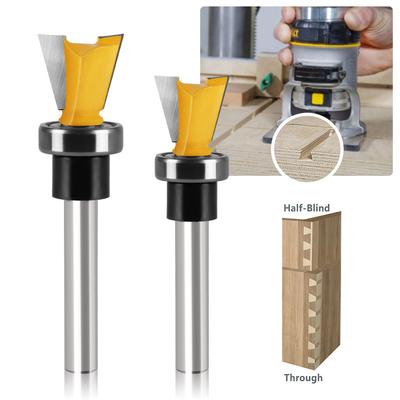 Bearing Imitation Dovetail Knife Slotting Trimming Machine Head Mouth < Unk > Knife 1/4 Handle Tenon Knife Engraving Machine Woodworking Cutter