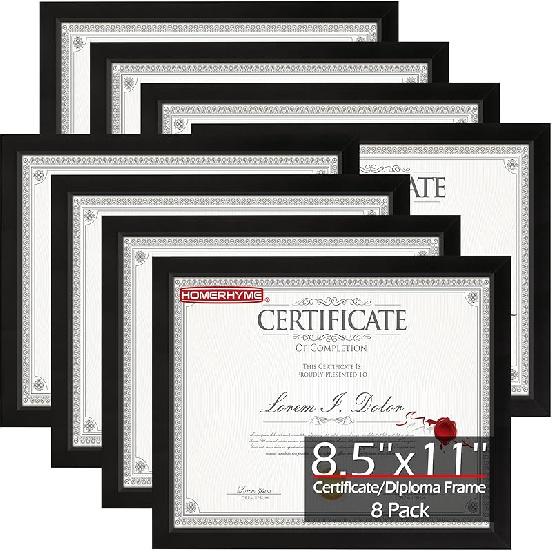 HOMERHYME Diploma Frame, 8.5 by 11 Black Picture Frames, Certificate Frame with Clear Plexiglass, 8.5 x 11 Photo Graduation Degree Record Magazine 2 чёрный