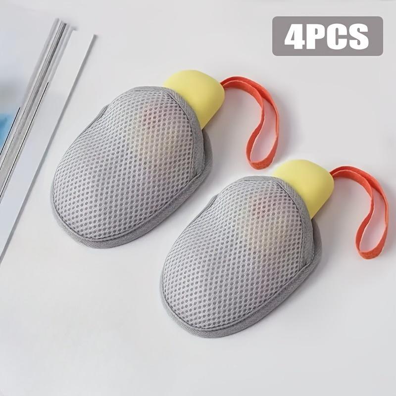 4 Stück Taschenseifenschaumnetz, Weißes Netz Reise Tragbar Seifenblatt Schaumnetz - Wiederverwendbares Badeseifenblatt Reinigungs-Schaumnetz