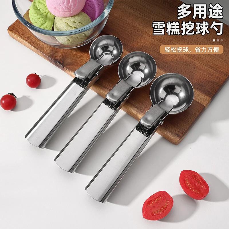 Multifunctional Ice Cream Spoons Stainless Steel Dual-Purpose Scoop Fruit Spoon for Ice Cream Watermelon Spoon Ball Scoop BJL001