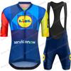 Tým Lidl Cyklistický dres Set Mistr světa Cyklistické oblečení Pánské Krátký rukáv Sestava Silniční kolo Dres Oblek Cyklistické kraťasy s laclem
