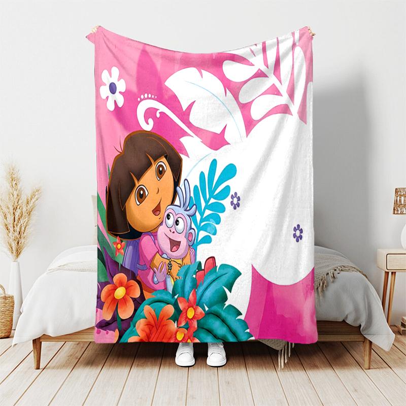 1pc Blanket D-Doras The Explorer1 Print Design, Lightweight Blanket for Sofa, Bed- Soft &Warm, Gift for All Seasons Like Christmas, Halloween