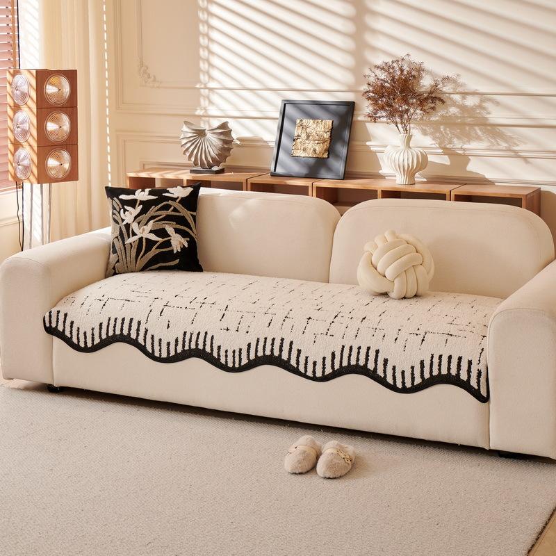 Premium Leather Sofa Cushion Autumn And Winter  New Plush One-Piece Straight Non-Slip Seat Cushion Sofa Cover