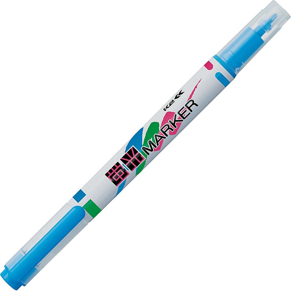 Kokuyo K2 Twin Highlighter Fine 4mm Bold Pack of Light Pens, 0.8mm Point, Point, 10, Blue, K2PM-L2BX10