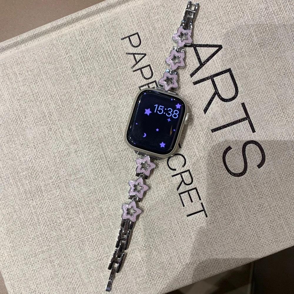 Luxury Stainless Steel Band for Apple Watch Ultra 49mm 10 46mm 42 Chain Bracelet for IWatch 9 8 7 6 SE 45mm 41 40 44 Women Strap