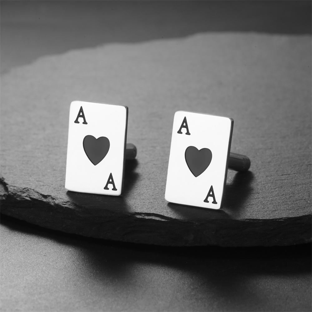 I Miei Gemelli a Forma di Picche A Acciaio Inossidabile Gemelli Uomo Carte da Gioco Poker Gemelli Camicia da Matrimonio Camicia da Lavoro Completi Gioielli