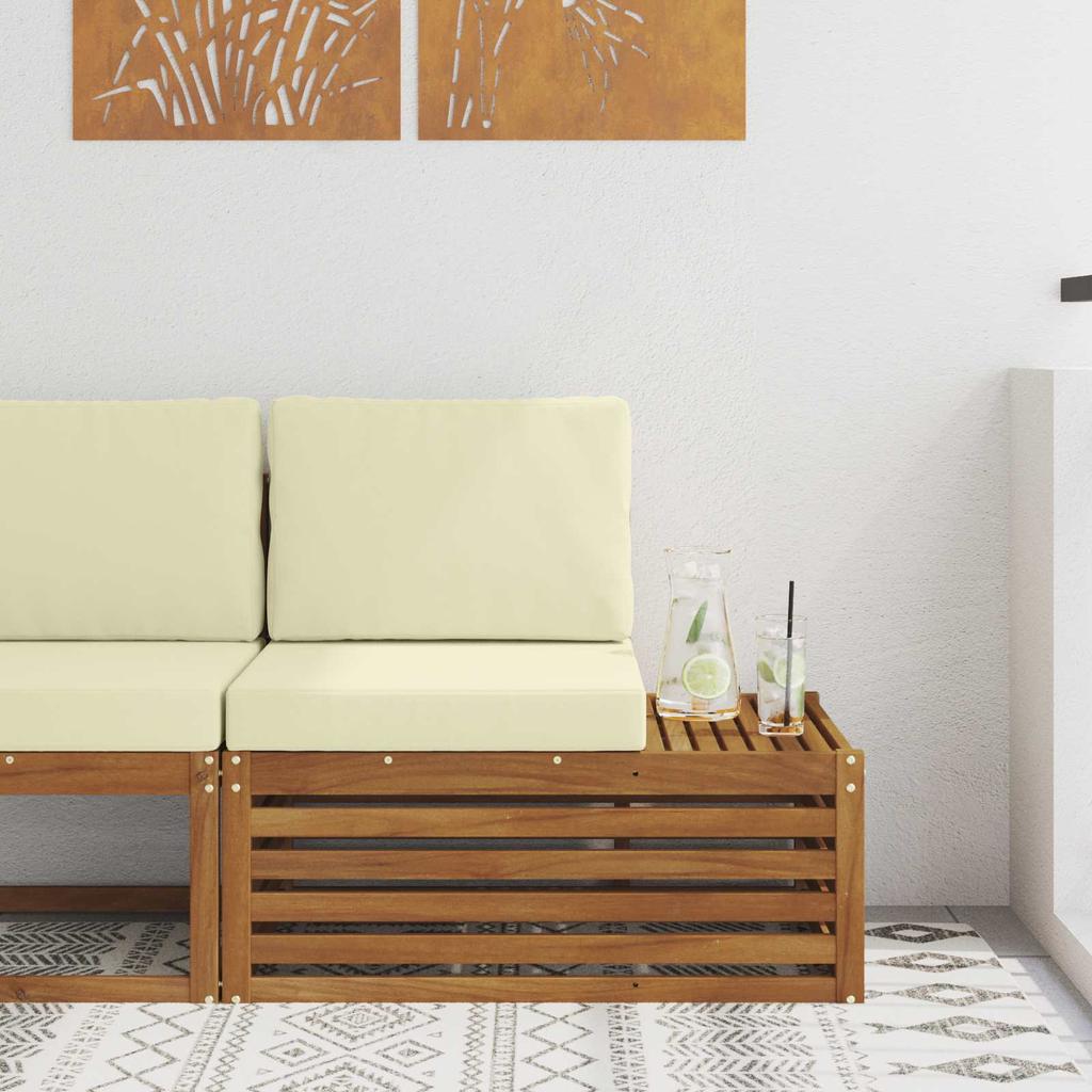 Outdoor End Sofa Natural 91 X 63 X 73 Cm Solid Acacia Wood