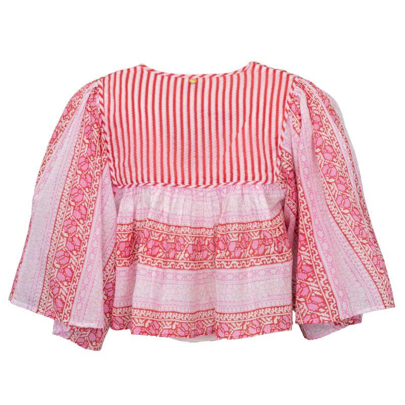 Amelie Crop Blouse with 3/4 Sleeves and Graphic Pattern for Women by ANTIK BATIK