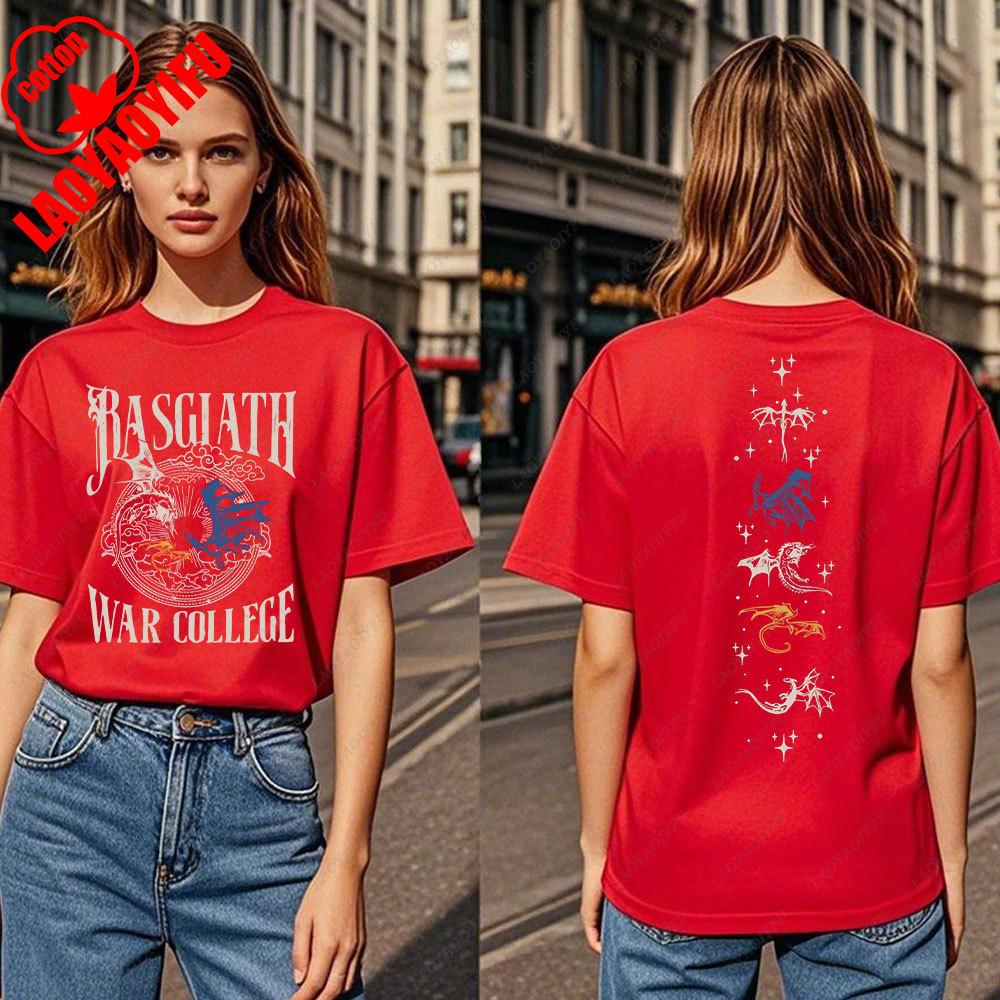 Fourth Wing DoubleSided TShirt Basgiath War College TShirt Women Tshirts High Quality Cotton Short Sleeve Graphic Vintage Tee