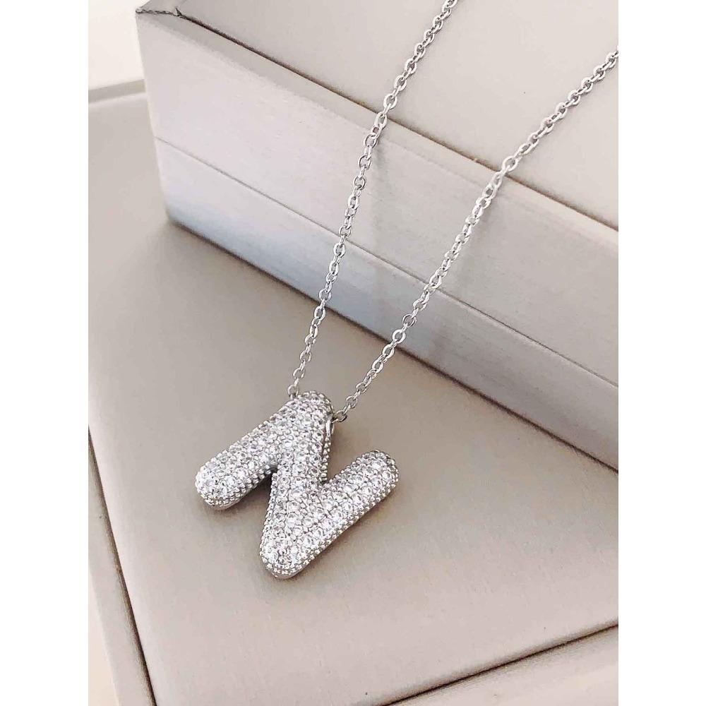 Necklace Female English Alphabet Necklace Female Hip Hop Full Zircon Delicate Clavicle Chain Personality Necklace