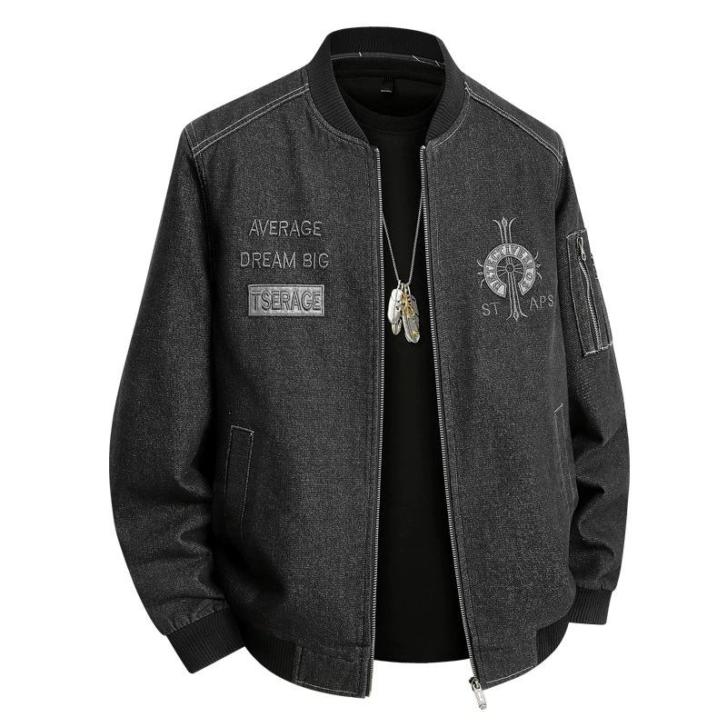 Cowboy Jacket, American Classic Baseball Collar, Fashionable and Versatile Casual Denim Jacket L чёрный