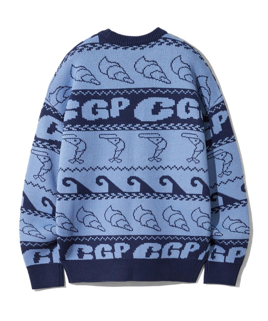 CGP (Kvinnor) Marin Jacquard Oversized Stickad_Blå