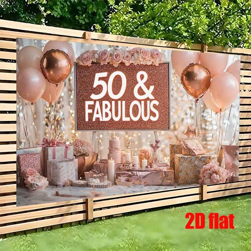 2D Milestone Birthday Banner, Rose Gold Party & Live Background