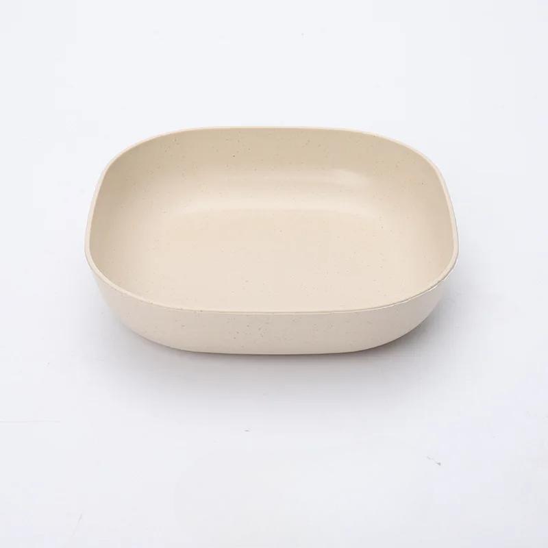 Wheat Straw Meal Plate Suit, Circular Plate, Light Weight, Non-friable, Dessert Plates, Family Picnic, Fruit Snacks Salad
