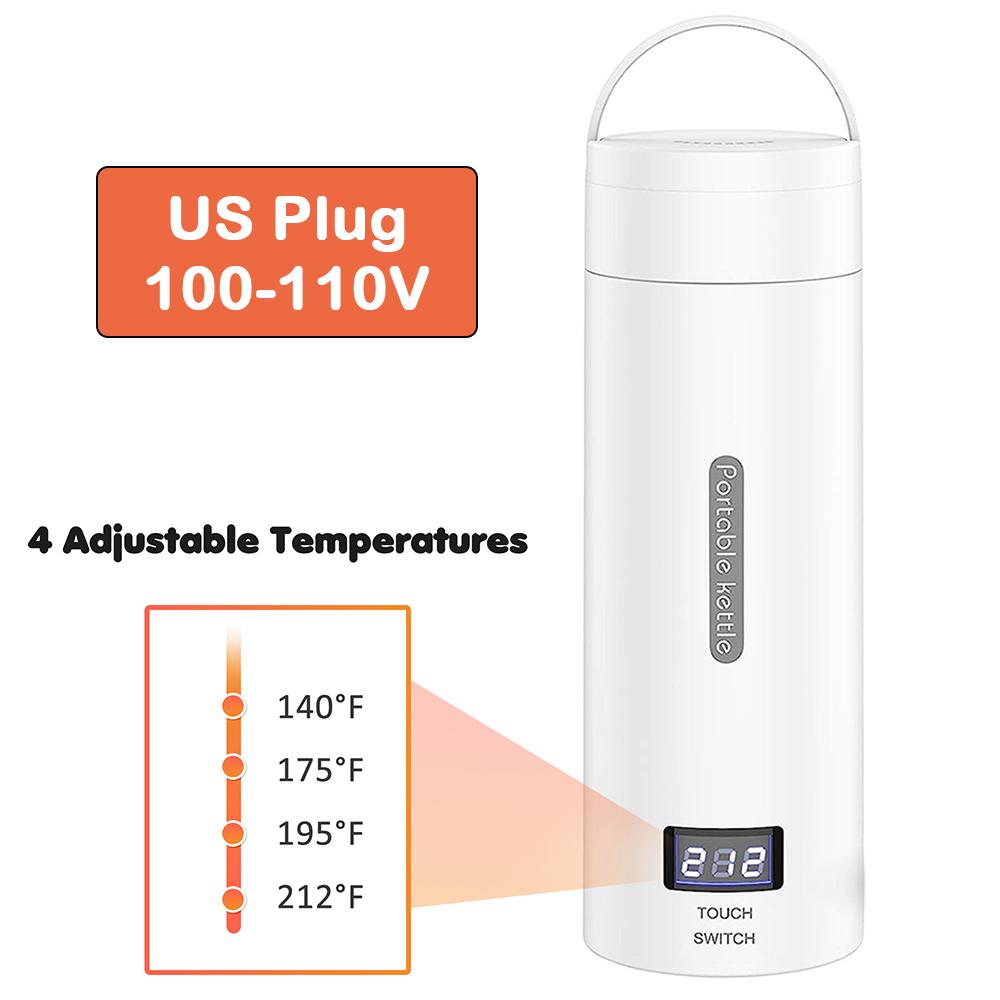 Portable Electric Kettle For Travel Stainless Steel Mini Kettle Electric Water Bottle Thermal Cup For Tea Coffee Boil Hot Water
