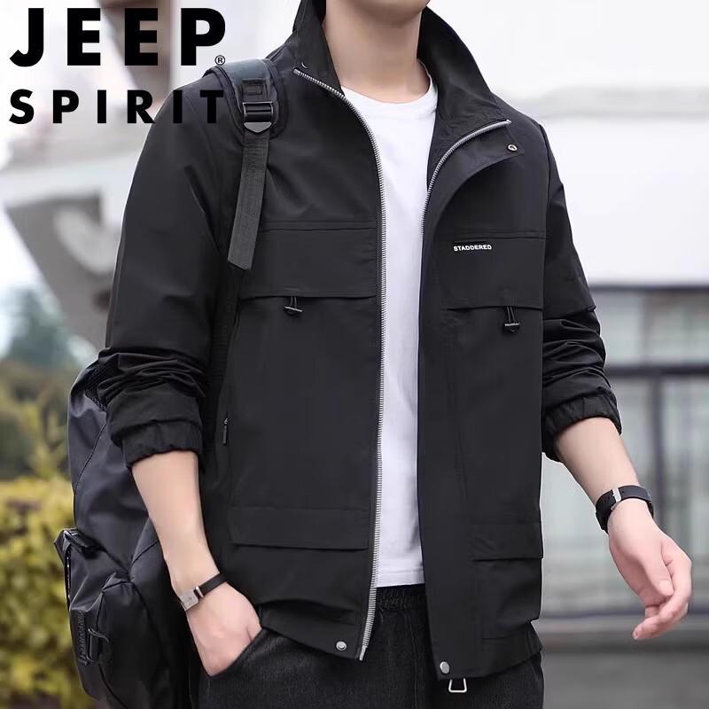 JEEP SPIRIT Men's Stand-Collar Casual Utility Jacket