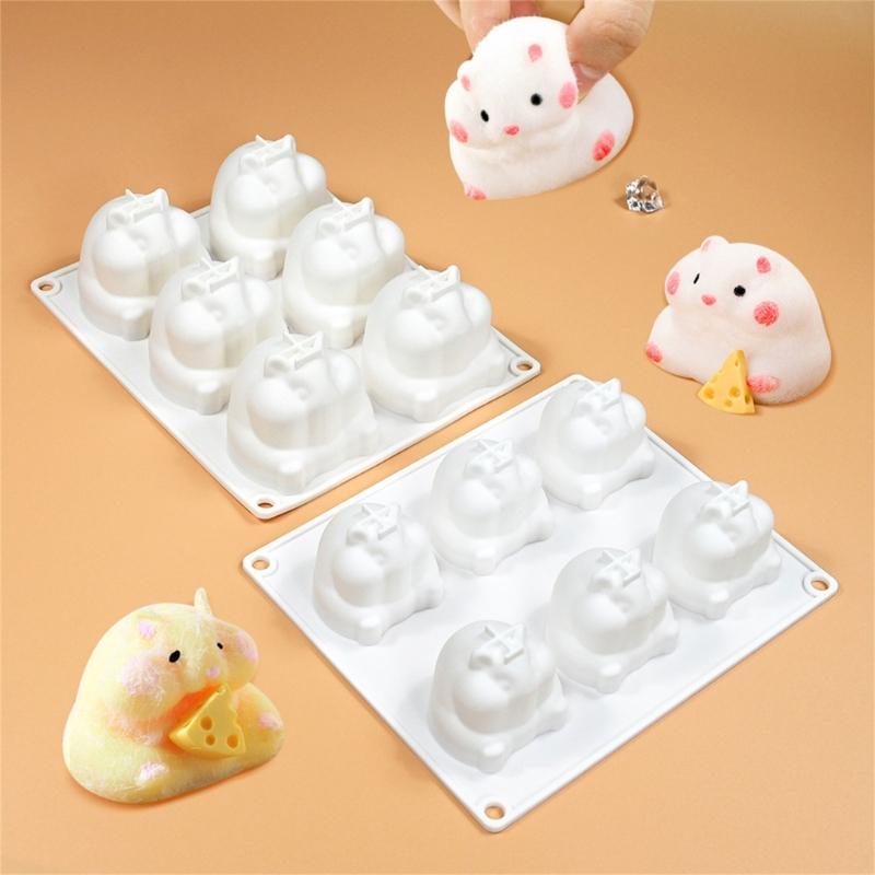 6Cavity Little Hamster Silicone Molds Mousse Cake Molds Home Bakings DIY Supplies