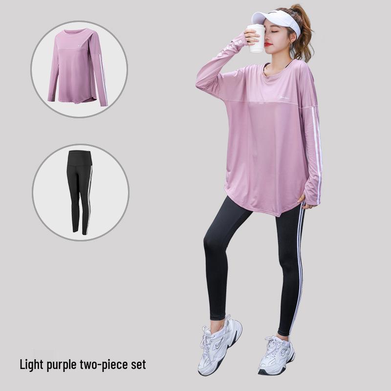 Women's Plus Size Quick-Dry Yoga & Fitness Set - Autumn/Winter Long Sleeve, Loose Fit