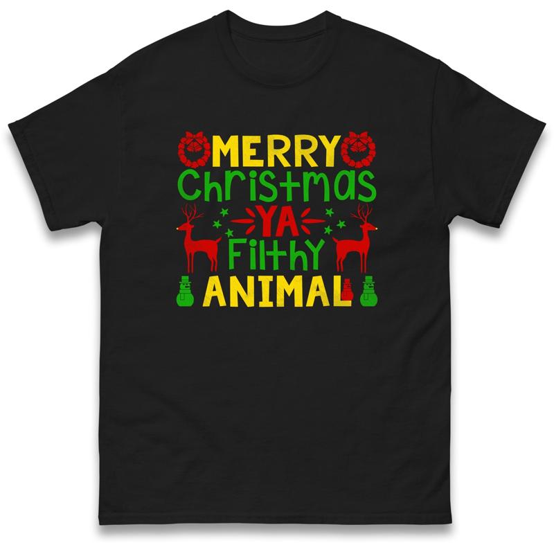Merry Christmas Ya Filthy Animal T Shirt December Holiday S разноцветный