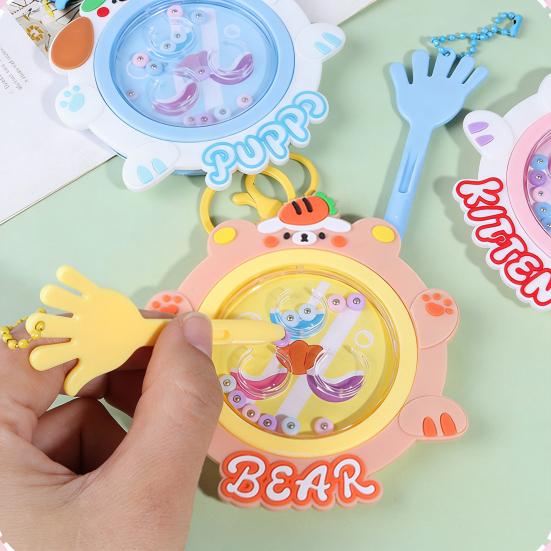 Kids Magnetic Bead Keychain Toy Fine Motor Skills Portable Toddlers Boys Girls Educational Mini Cartoon Animal Moving Bead Game Machine