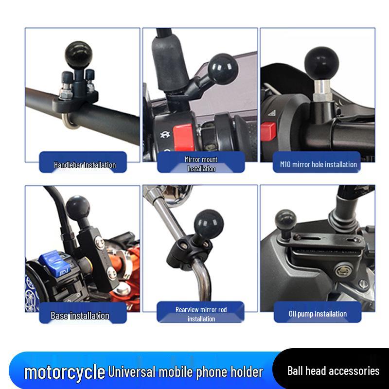 

Universal Motorcycle Phone Mount with Anti-Theft, Shock-Absorbing Ball Head for Handlebar and Mirror (M8/M10) Android Short Cable