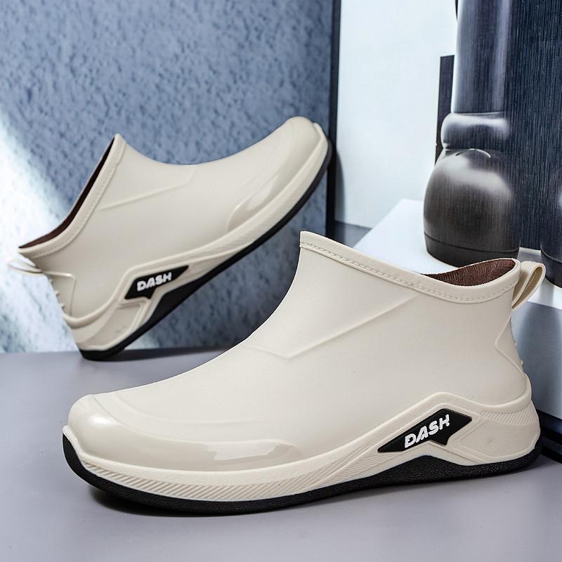 

Корейская версия дождевых ботинок, мужская короткая модная обувь для отдыха на природе, водонепроницаемая обувь для мытья автомобиля, рыбалки, резиновые туфли, нескользящие, легкие, бахилы, иностранные 45