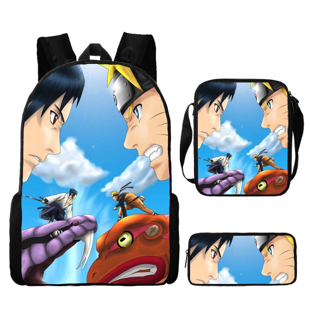 Backpack Naruto Children Set With Pencil Case And Versatile For School Trips Day