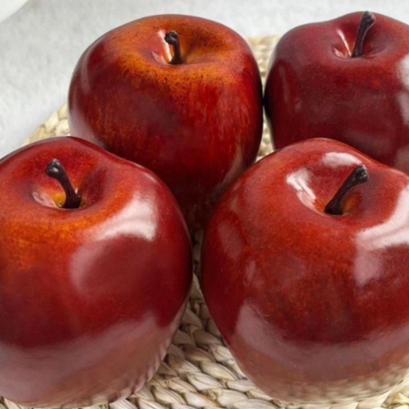Pack Of 4 Artificial Red Apples Replicas Ornament For Home Decoration And Photography Property Realistic Faux Fruit