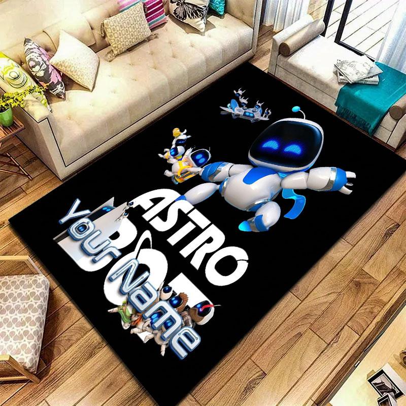 ASTRO BOT Benutzerdefinierter Name Teppich für Wohnzimmer Schlafzimmer Zuhause Sofadekoration, Kinderspiel Rutschfeste Bodenmatte
