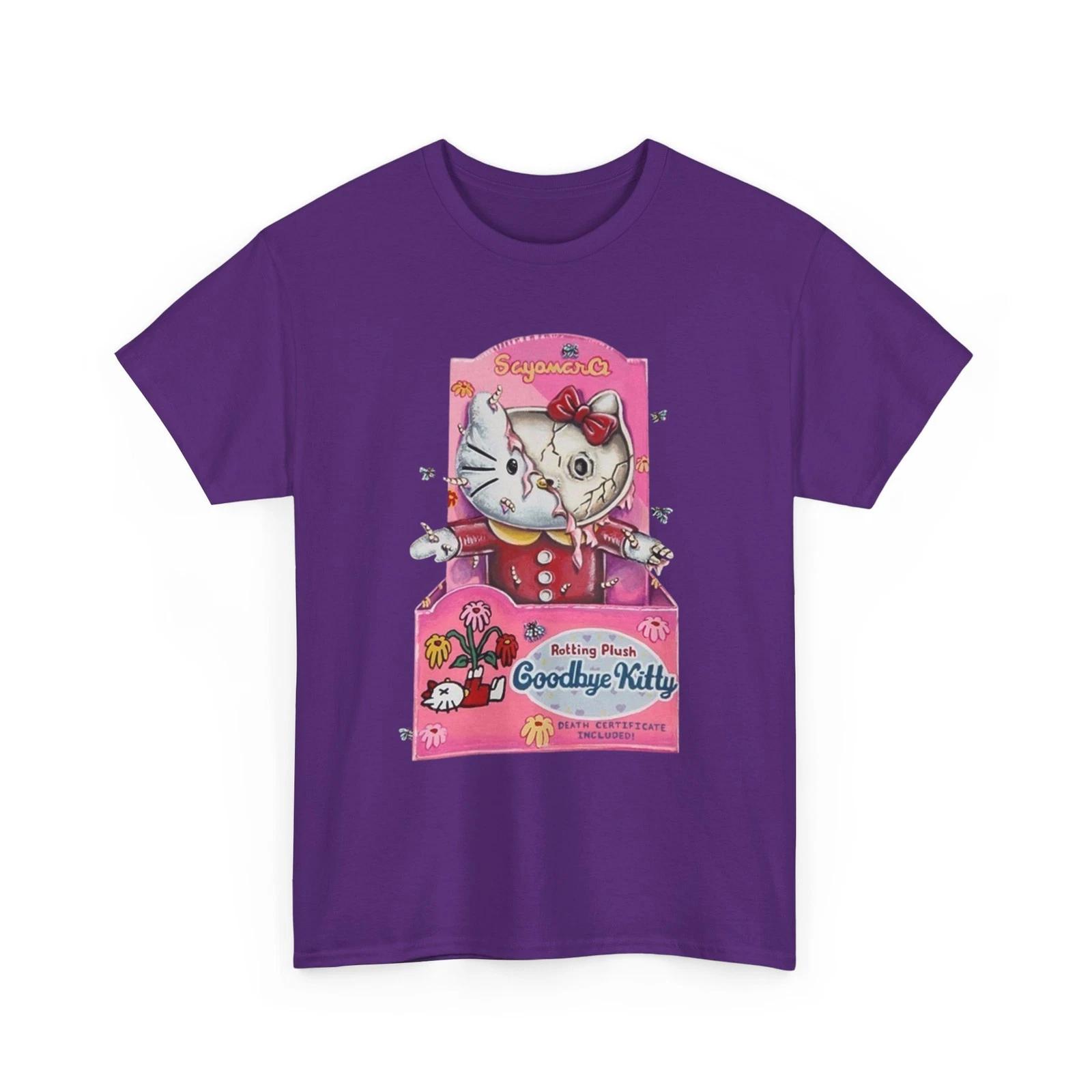 Wacky Packages Goodbye Kitty Printed T shirt Funny Hello Kitty Parody XL