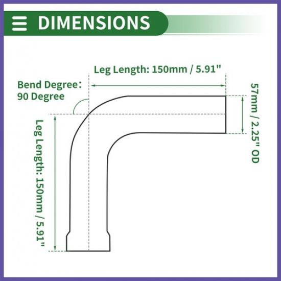 90 Degree Mandrel Exhaust Tube 2.25" OD 5.91" Length