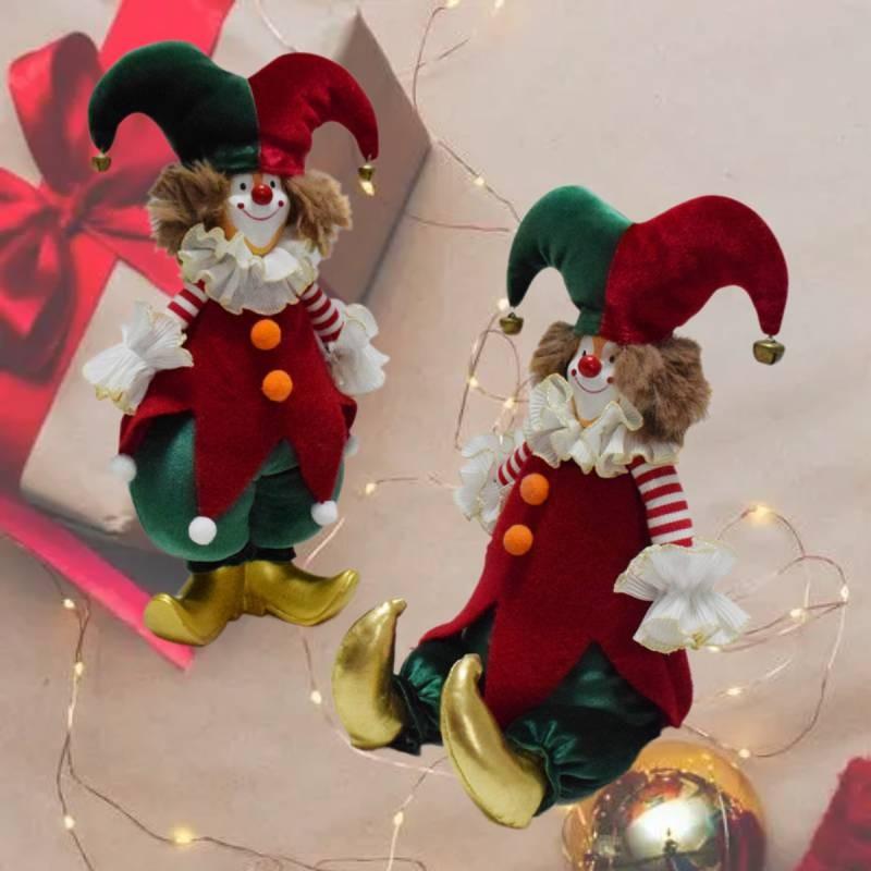 Charming Handmade Clown Figurine For Christmas Decor Plush Material Festive Gift Ideal For Holiday Spirit