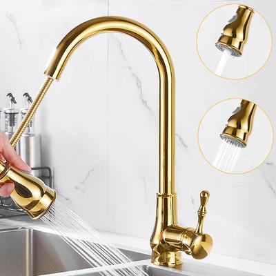 Tuqiu Pull Out Gold Kitchen Faucet Black Sink Faucet Mixer Tap 360 Degree Rotation Torneira Cozinha Mixer Taps Kitchen Tap