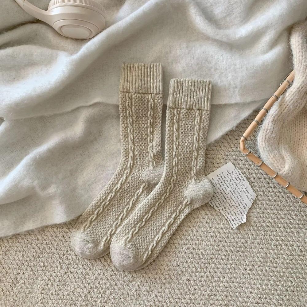 New Vintage Winter Socks Thickened Breathable Floor Socks Warm Soft Stacked Sock for Women