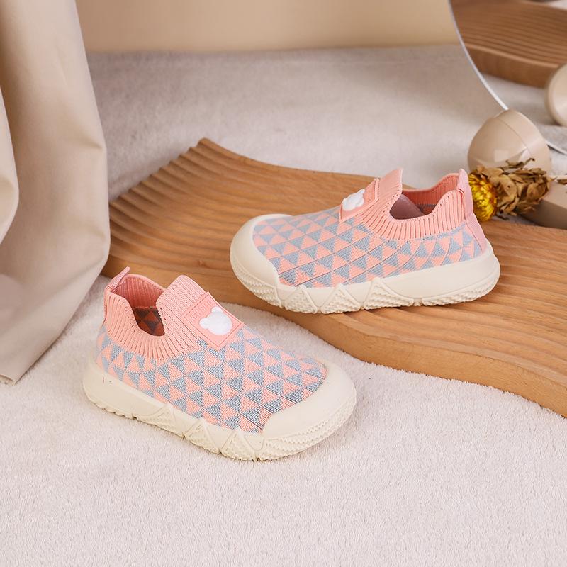 

Girls casual breathable shoes 2025 spring and autumn kindergarten baby shoes 1-5 years old 3 children s shoes boys fly-woven shoes 26