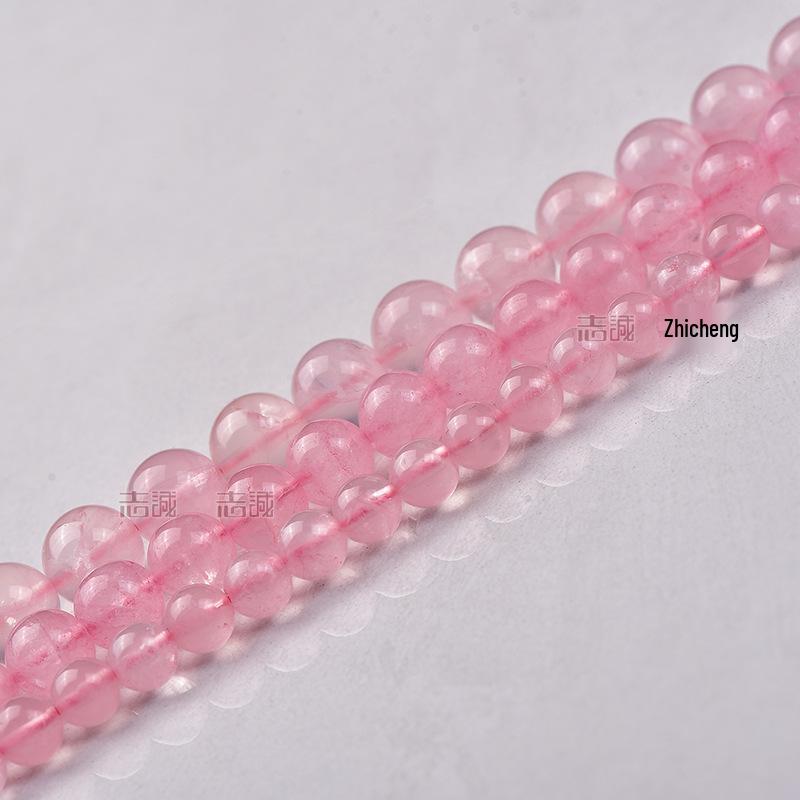 Natural Pink Crystal Beads - Transparent Round DIY Accessories (8-12mm)