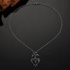 Gothic Punk Court Retro Style Red Heart Shaped Collarbone Bow Cross Necklace Pendant