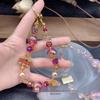 New Year Crystal Beaded Wrist Lanyard & Phone Charm Keychain