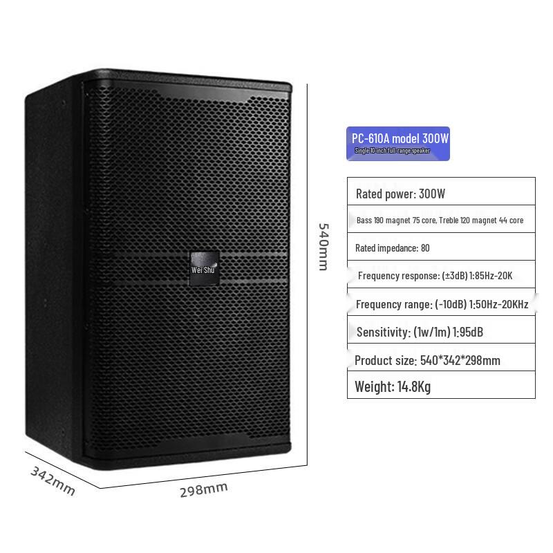 Weishu PC-610 Professional 10-inch Full-Range Audio System Set