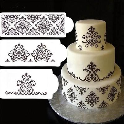 3pcs/set Flower Plastic Stencil Fondant Cake Decorating Tools Border Lace Mold Baking Mould GZW