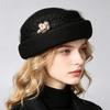 Hepburn-Stil elegantes Netz-Perlen-Baskenmützen-Hut Herbst und Winter Australische Wolle Society-Mädchen Hut