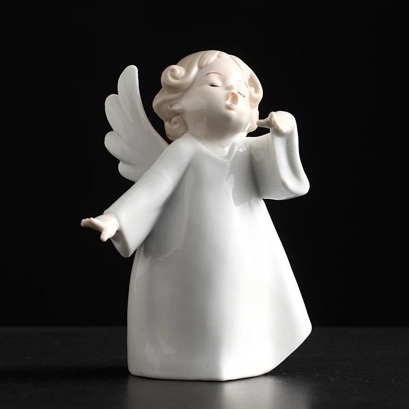 

Новая европейская керамическая кукла-ангел, музыкальная фигурка, стеллаж для хранения, гостиная, стол, украшения для дома, свадебное украшение, подарок