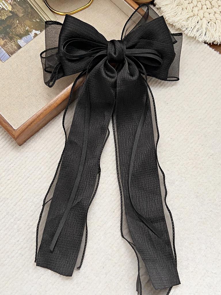 Lace Hair Bow Clip Coquette Fashion Bow Barrettes with Long Tail Ribbon for Women Christmas Valentines Wedding Prom Accessories