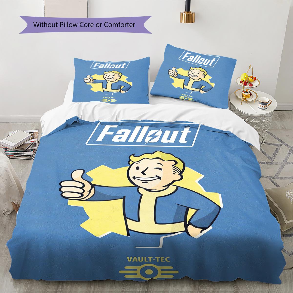 

Постельное белье с узором в стиле Fallout, комплект одеял, пододеяльник, наволочка, домашний декор, подарок (1 пододеяльник + 2 наволочки, без наполнителя) 135x200cm