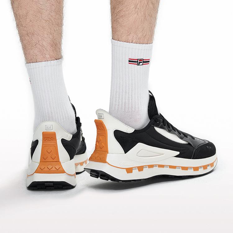 Fila Km Fabric Synthetic Leather Fashion Lightweight Pioneer Sports Low-Top Lifestyle Casual Shoes Men Casual Shoes Black White F12M233113FBG