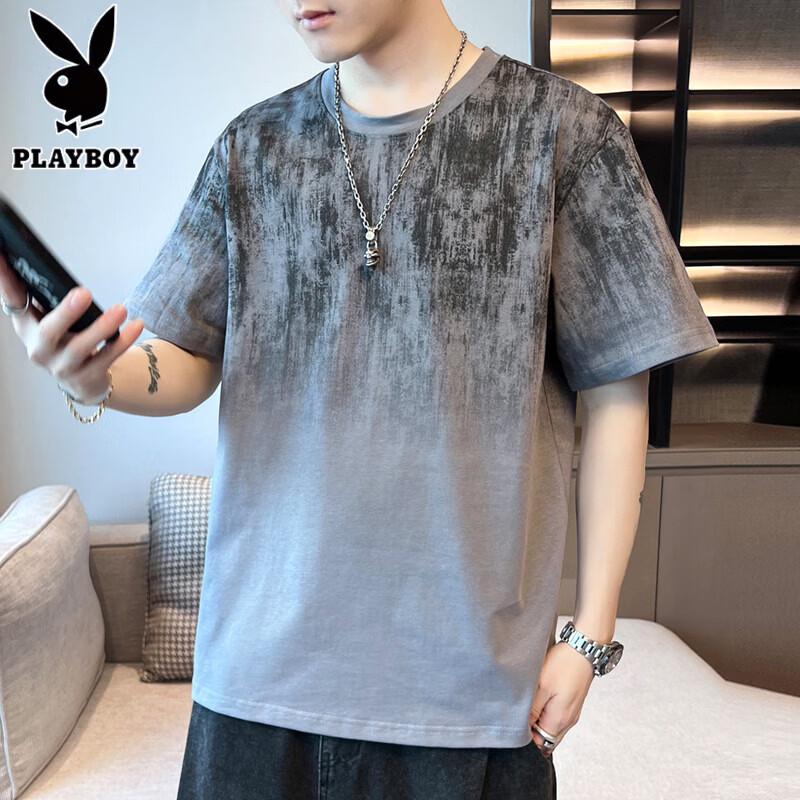 

Playboy Men s Gradient Short Sleeve Cotton T-Shirt 4XL