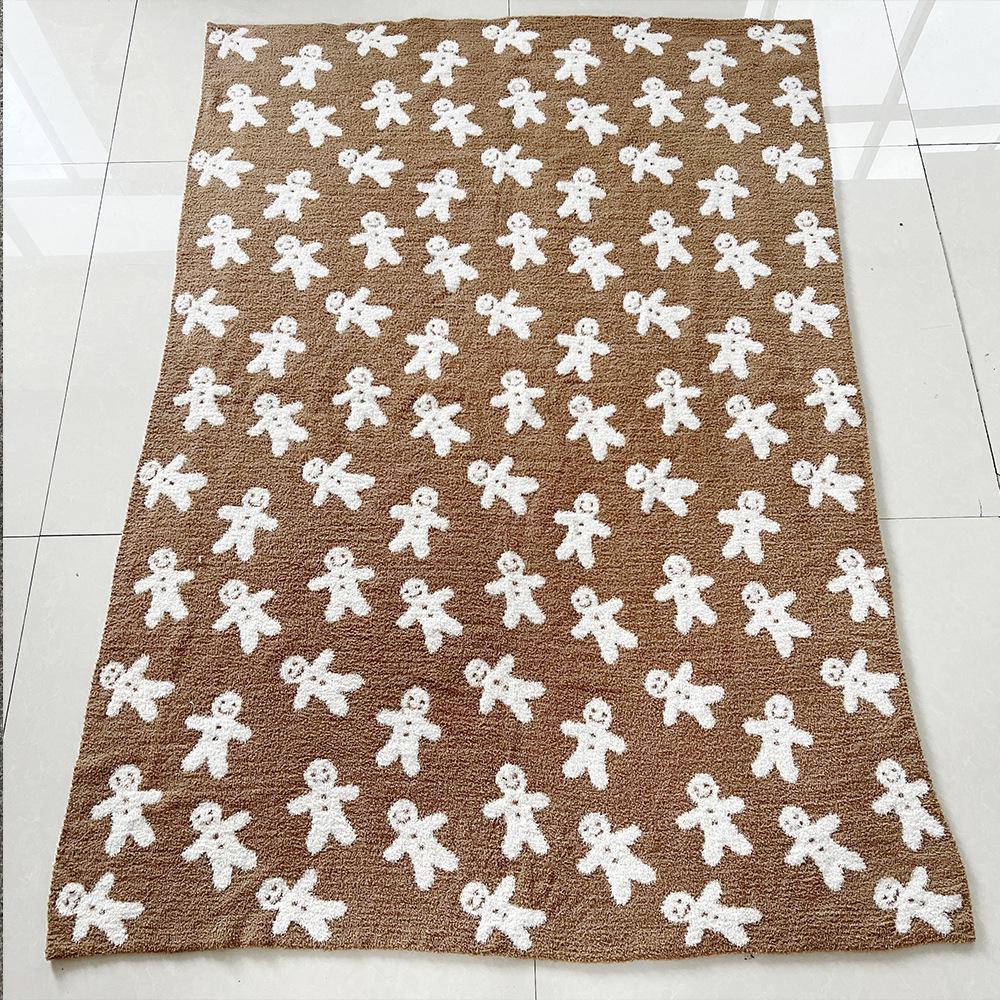 Custom Knit Half-Velvet Gingerbread Man Christmas Blanket - Non-Shedding Holiday Gift