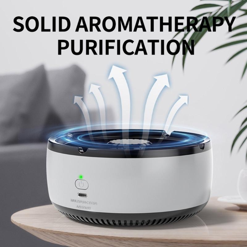 Multifunctional Smokeless Ashtray Air Purifier USB Charging for Freshing Air Indoors Home Office Car Use Reducing Odors