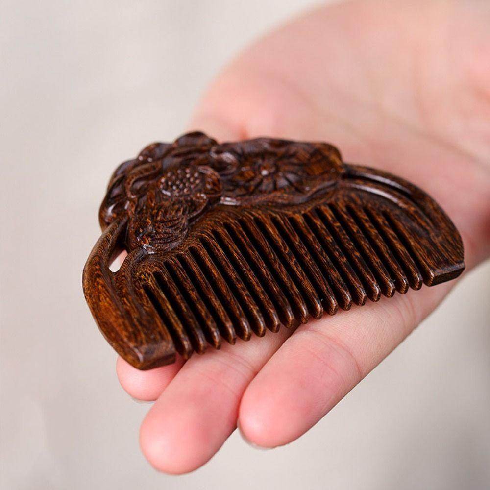 Rabbit Sandalwood Comb Anti Static Wooden Comb Portable Mini Comb Brush  Women