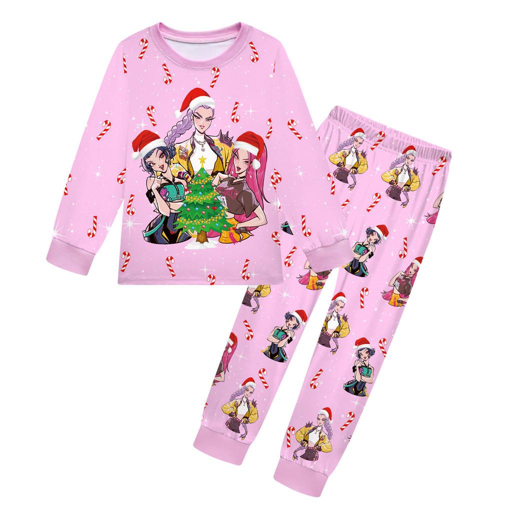 Kids Girls K-POP Rumi Zoey Mira Printed Casual Long Sleeves T-Shirt Pants Trousers Clothes Set